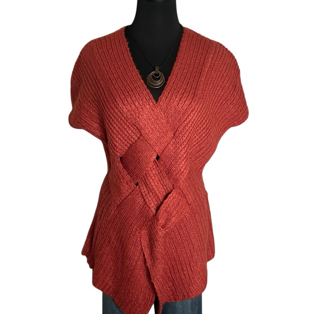 Escio Front Weave Sweater Short Sleeve Terra Cotta Size Large